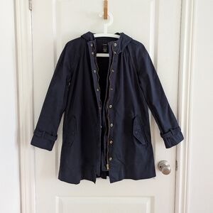 J. Crew Women's Cotton Navy Hooded Jacket (Size 6)